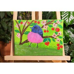 BRD-3 Beard on Tree Painting by Acrylic on Cardboard & Signed By "CANNOOVA"